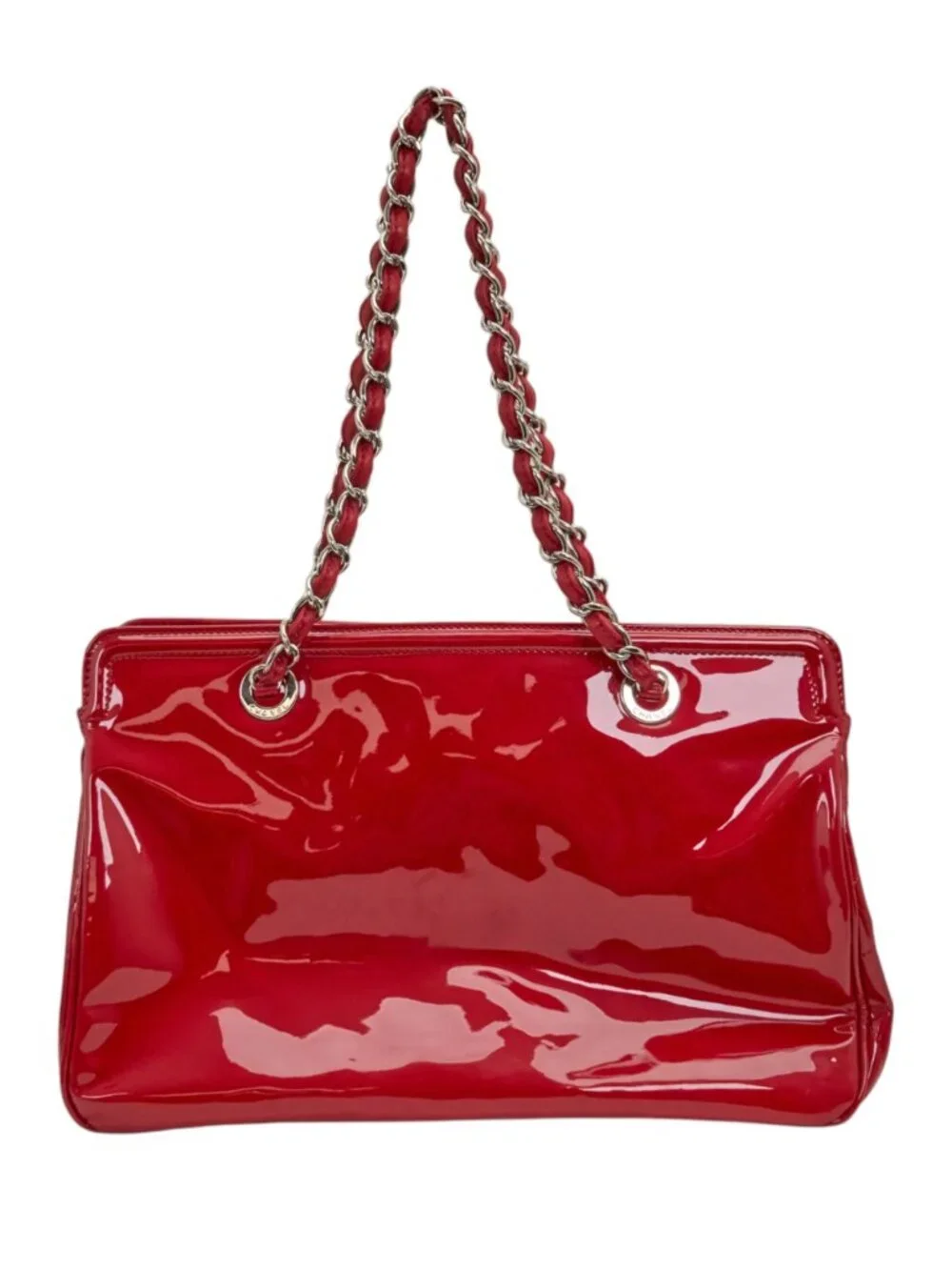 Chanel 10C Collection Red Patent Shopping Tote Bag